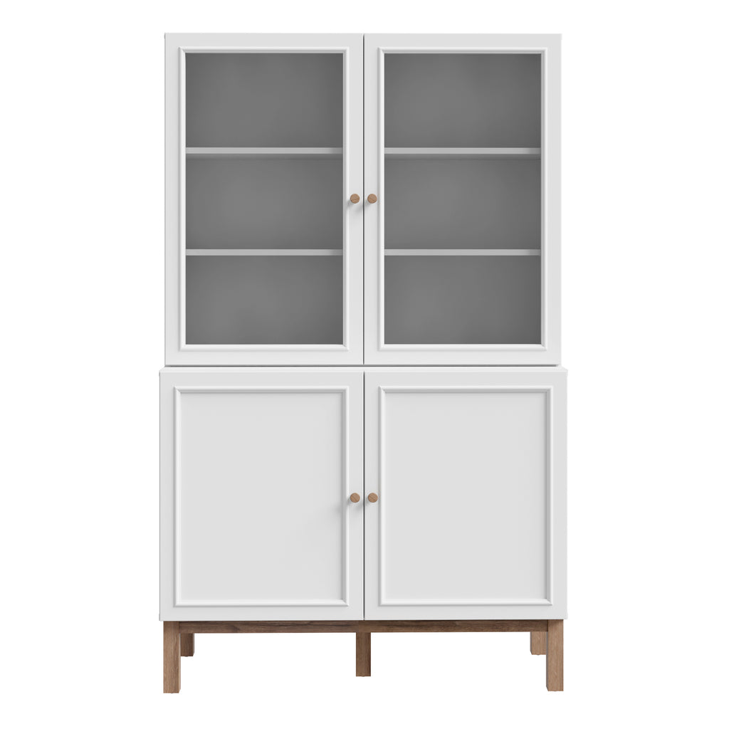 Woodland Glass Display Cabinet - Light Grey and Oak