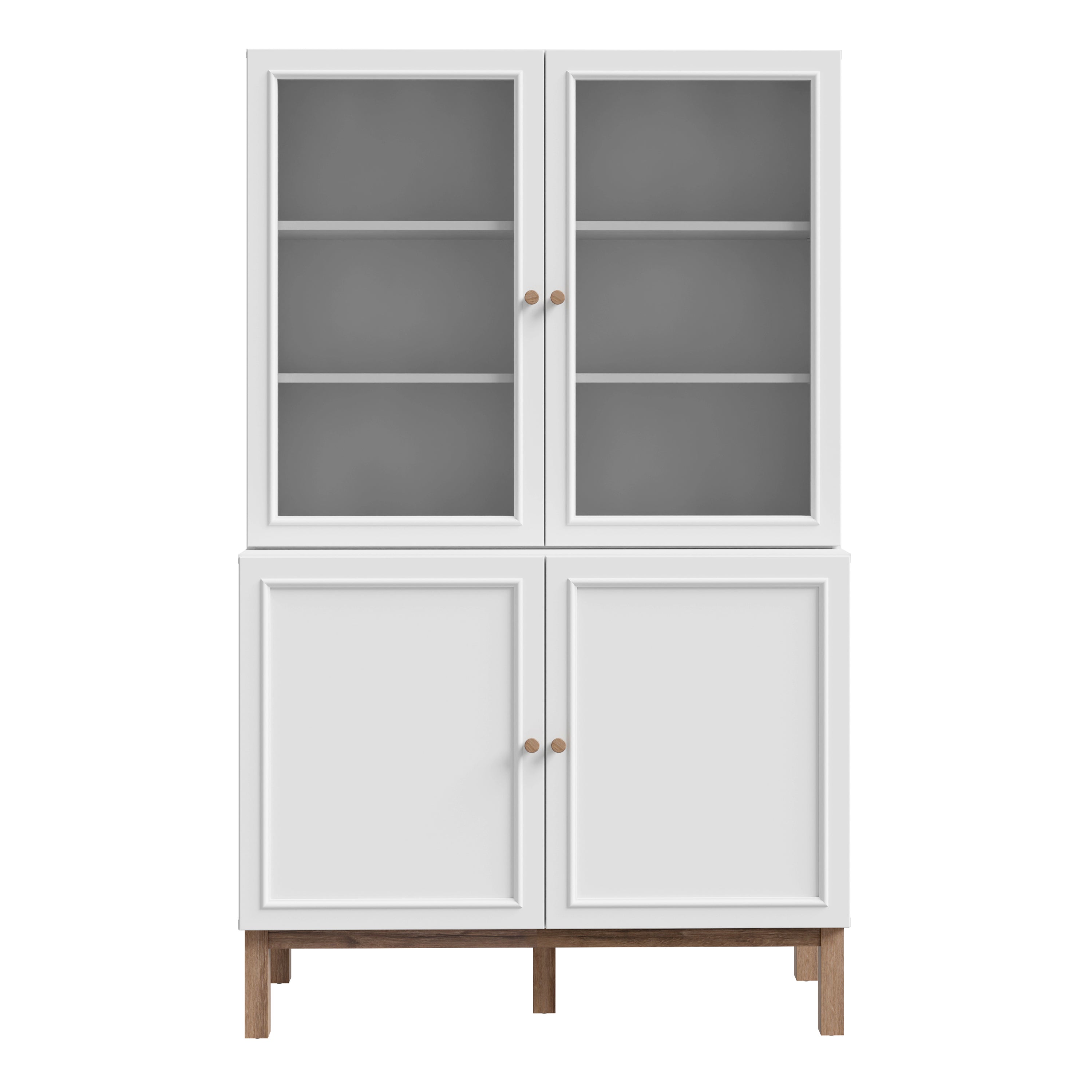 Woodland Glass Display Cabinet - Light Grey and Oak