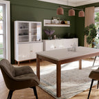 Woodland Glass Display Cabinet - Light Grey and Oak
