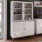 Woodland Glass Display Cabinet - Light Grey and Oak