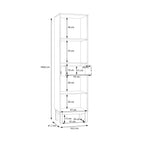 Woodland 1 Door Glass Display Cabinet - Light Grey and Oak inc LED Lighting