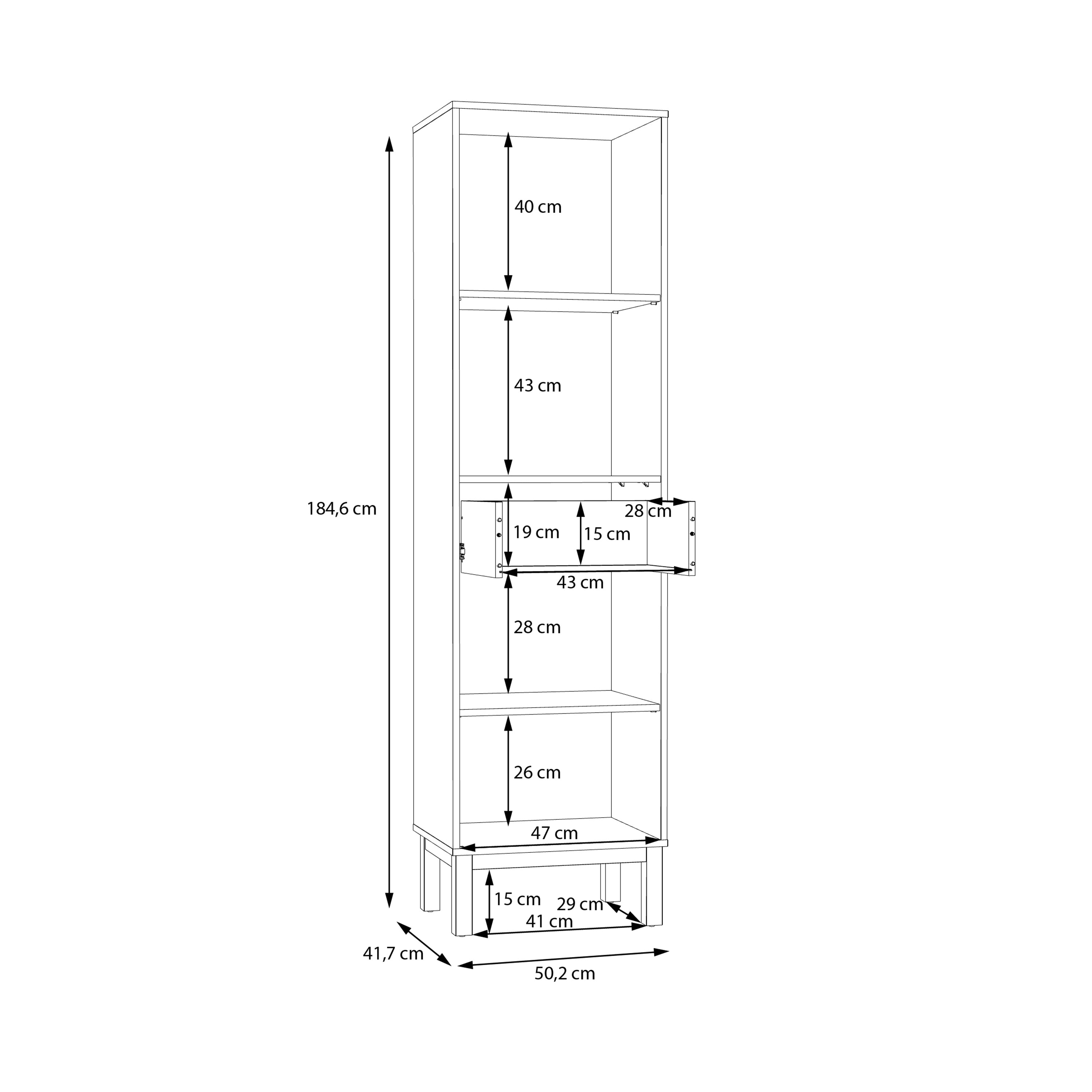 Woodland 1 Door Glass Display Cabinet - Light Grey and Oak inc LED Lighting
