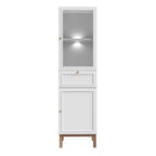 Woodland 1 Door Glass Display Cabinet - Light Grey and Oak inc LED Lighting