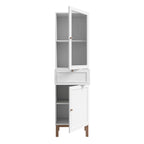 Woodland 1 Door Glass Display Cabinet - Light Grey and Oak inc LED Lighting