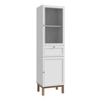 Woodland 1 Door Glass Display Cabinet - Light Grey and Oak