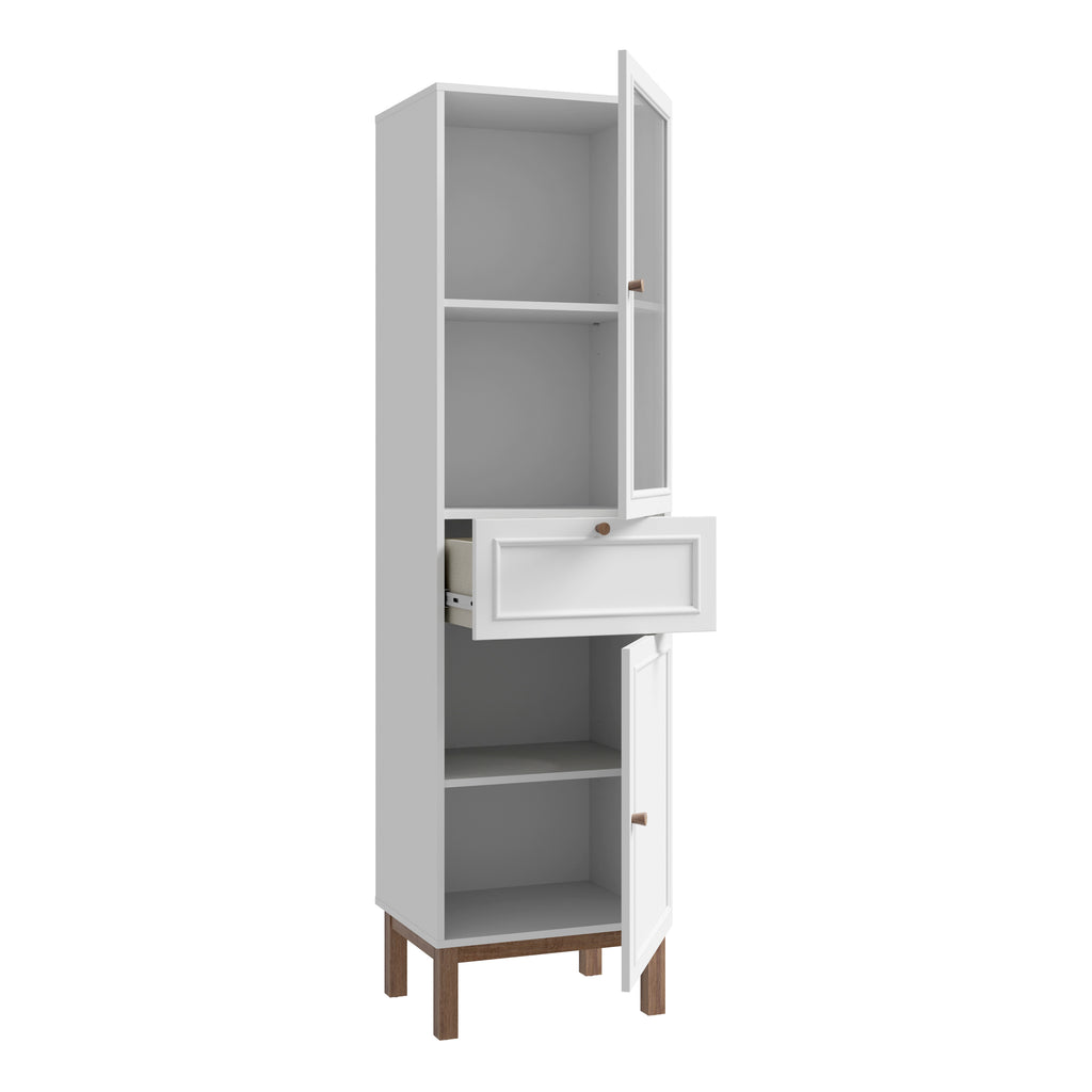 Woodland 1 Door Glass Display Cabinet - Light Grey and Oak