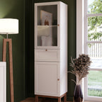 Woodland 1 Door Glass Display Cabinet - Light Grey and Oak