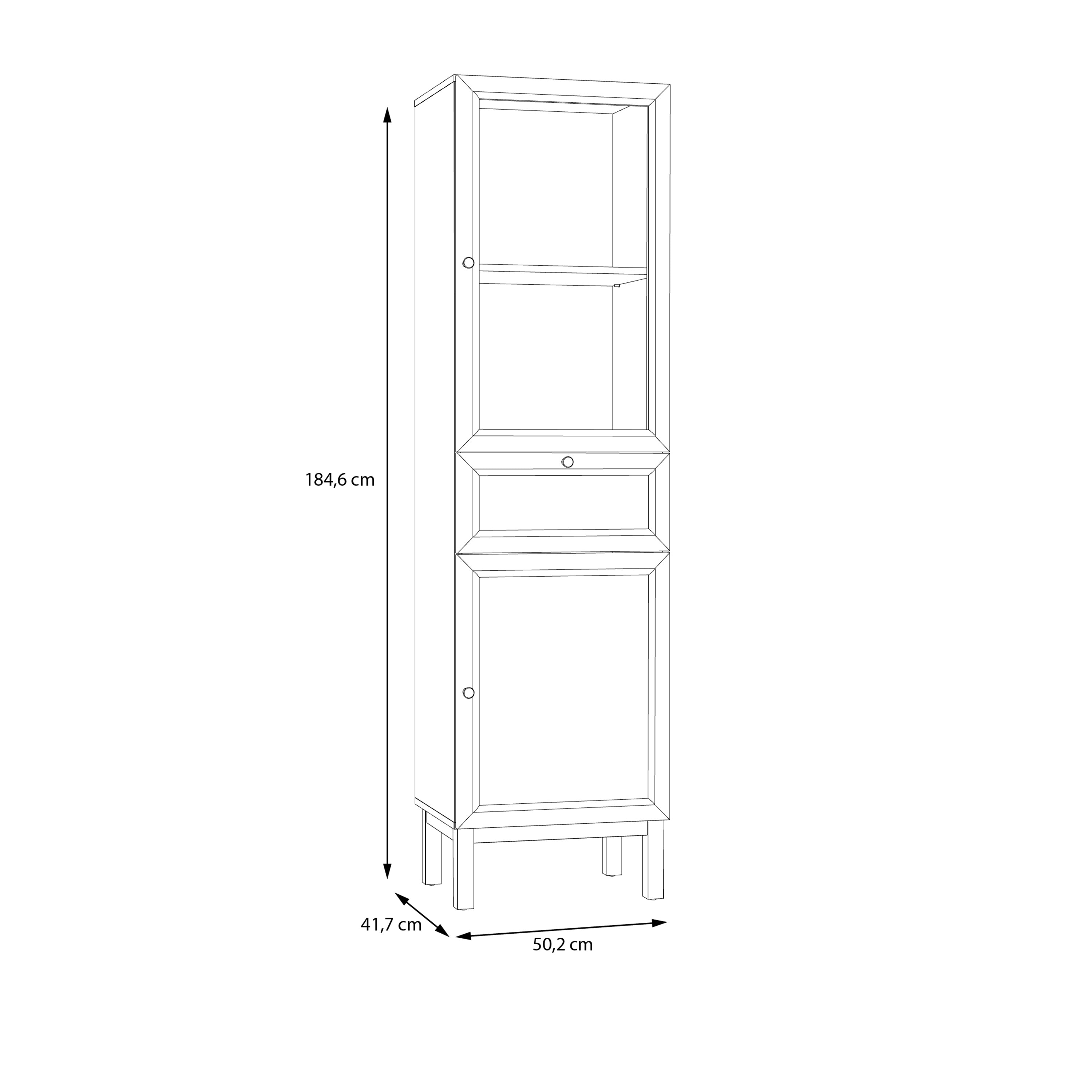 Woodland 1 Door Glass Display Cabinet - Light Grey and Oak