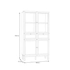 Woodland 2 Door/ 2 Drawer Glass Display Cabinet in Light Grey and Oak