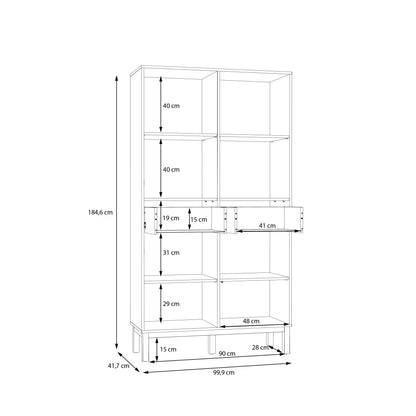 Woodland 2 Door/ 2 Drawer Glass Display Cabinet in Light Grey and Oak