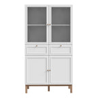 Woodland 2 Door/ 2 Drawer Glass Display Cabinet in Light Grey and Oak