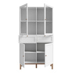 Woodland 2 Door/ 2 Drawer Glass Display Cabinet in Light Grey and Oak