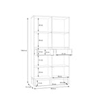 Woodland 2 Door/ 2 Drawer Glass Display Cabinet in Light Grey and Oak