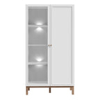 Woodland 1 Door Glass Display Cabinet - Light Grey and Oak (inc LED Lighting)
