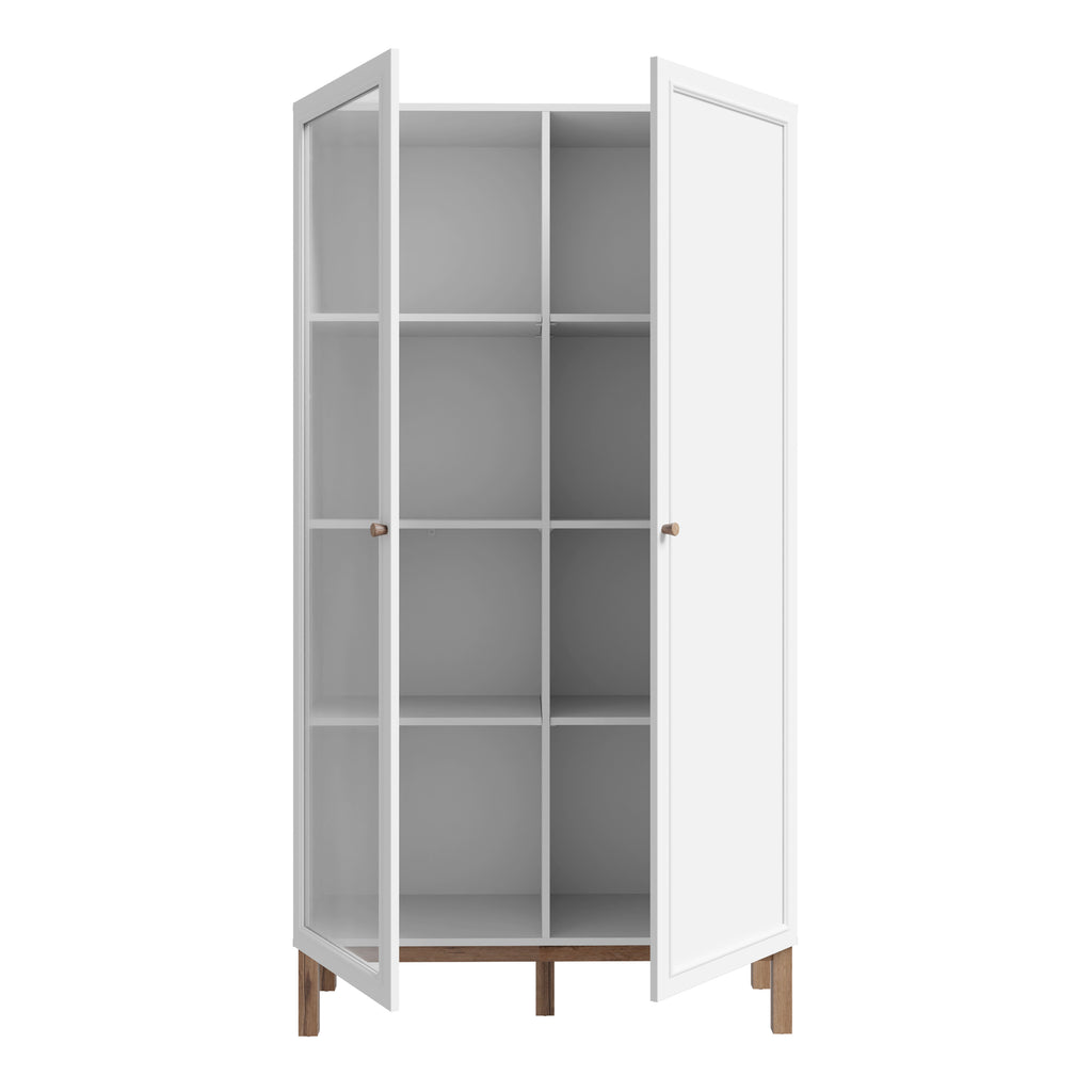 Woodland 1 Door Glass Display Cabinet - Light Grey and Oak