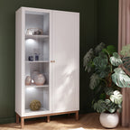 Woodland 1 Door Glass Display Cabinet - Light Grey and Oak (inc LED Lighting)