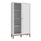 Woodland 1 Door Glass Display Cabinet - Light Grey and Oak