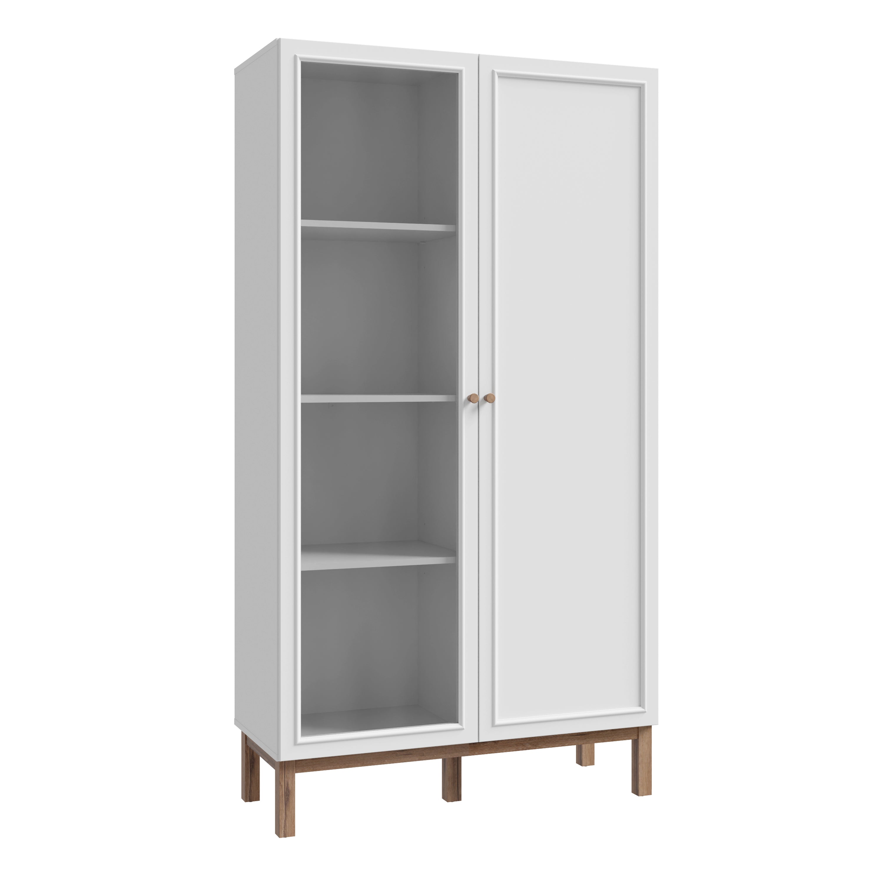 Woodland 1 Door Glass Display Cabinet - Light Grey and Oak