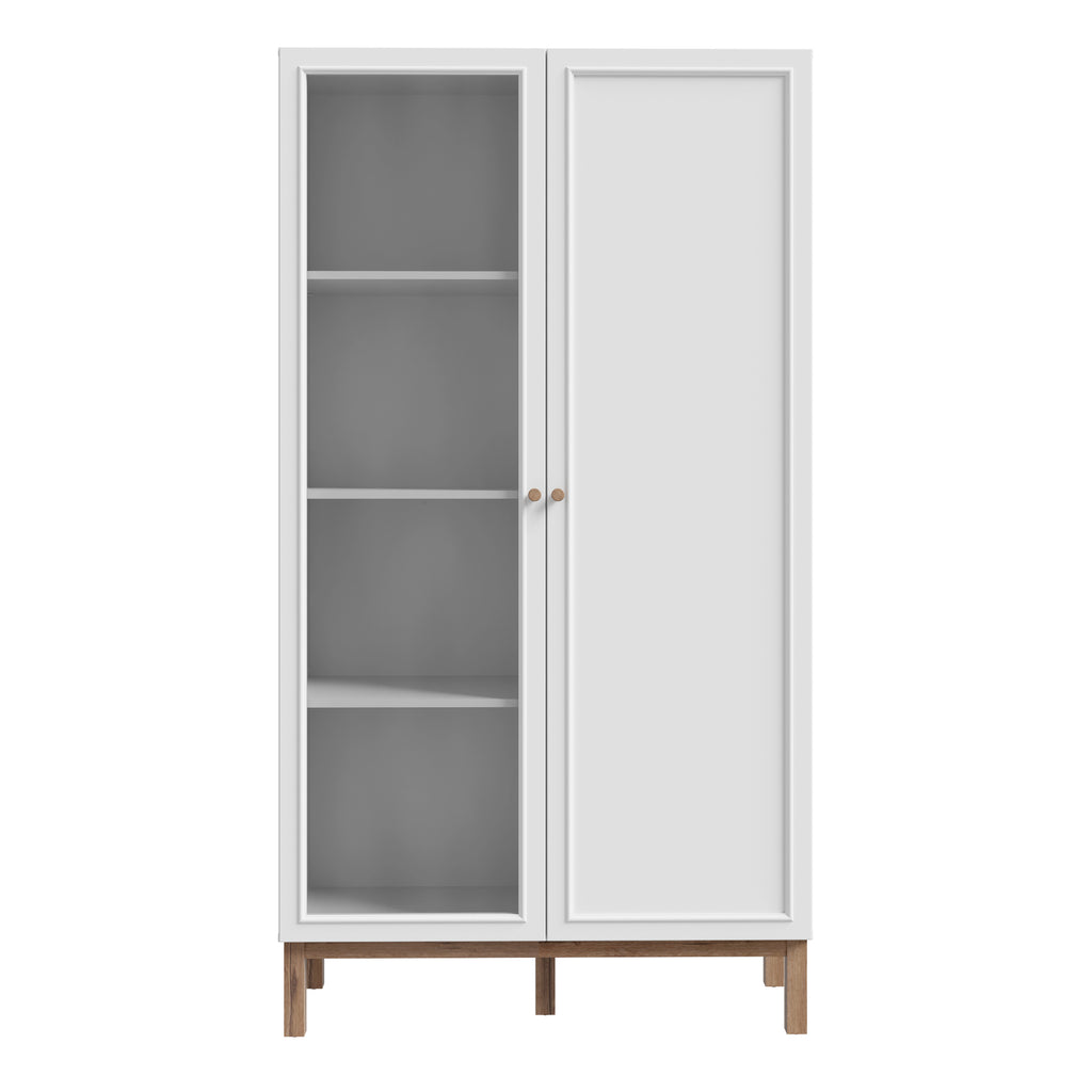 Woodland 1 Door Glass Display Cabinet - Light Grey and Oak