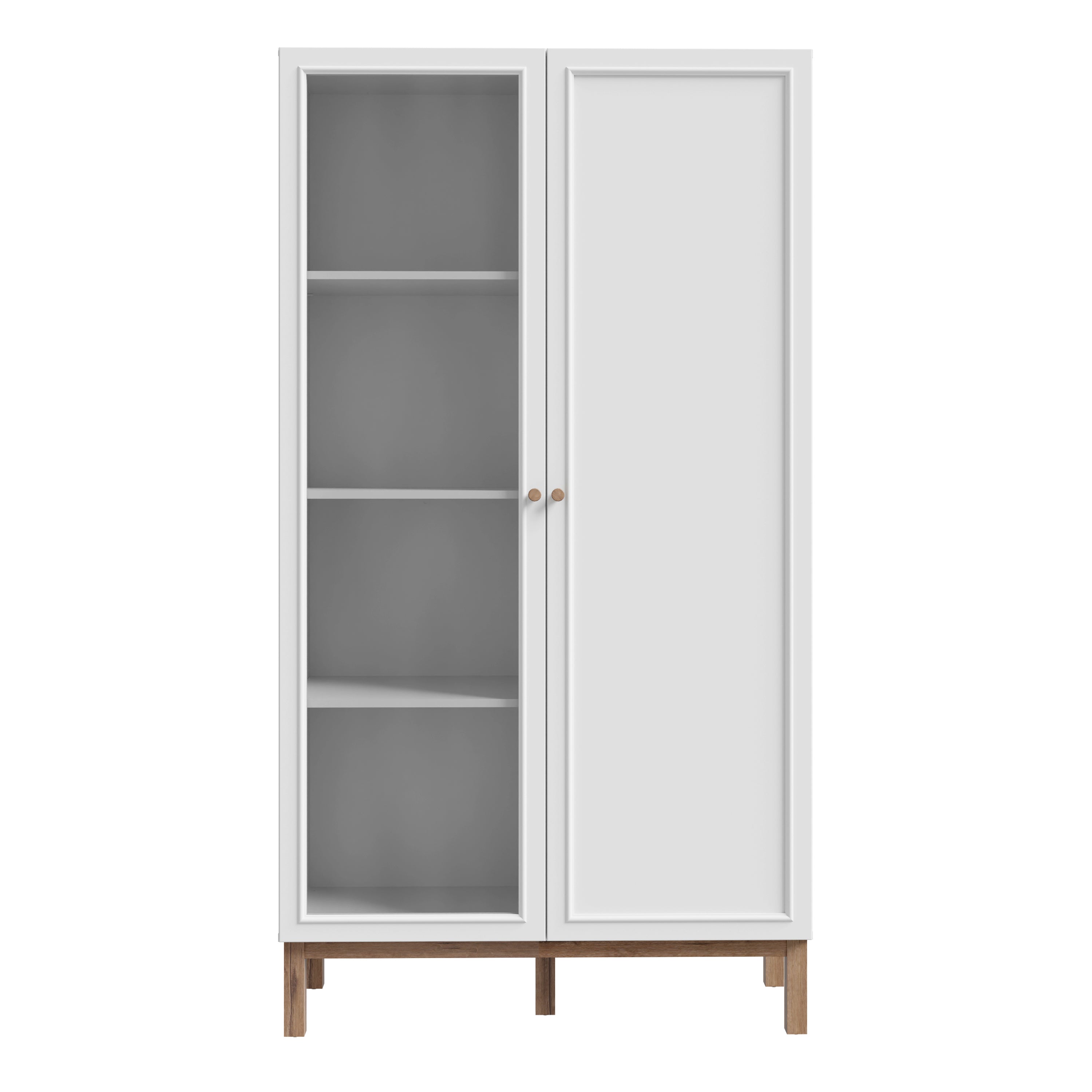 Woodland 1 Door Glass Display Cabinet - Light Grey and Oak