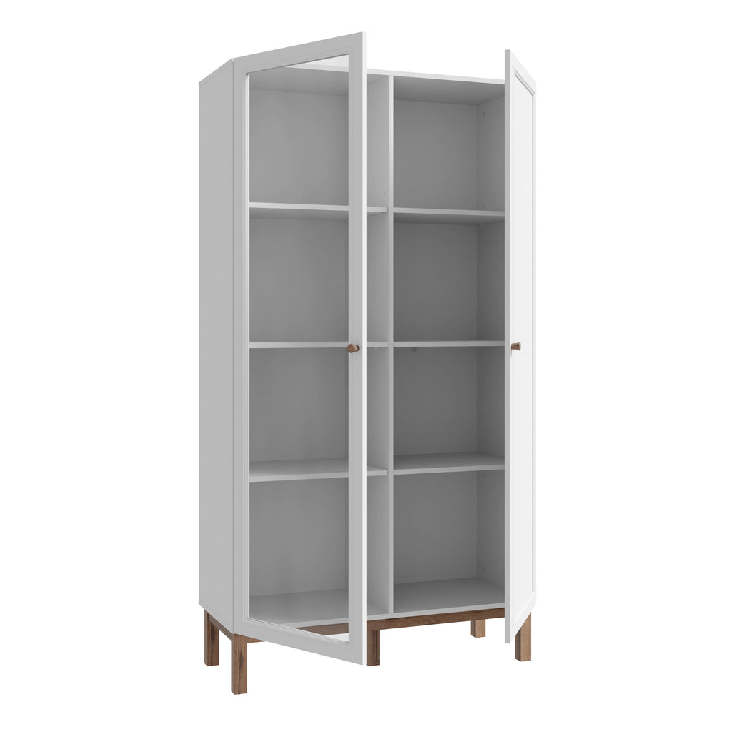 Woodland 1 Door Glass Display Cabinet - Light Grey and Oak