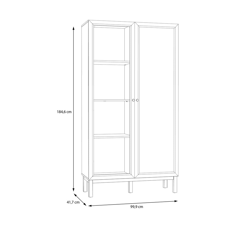Woodland 1 Door Glass Display Cabinet - Light Grey and Oak