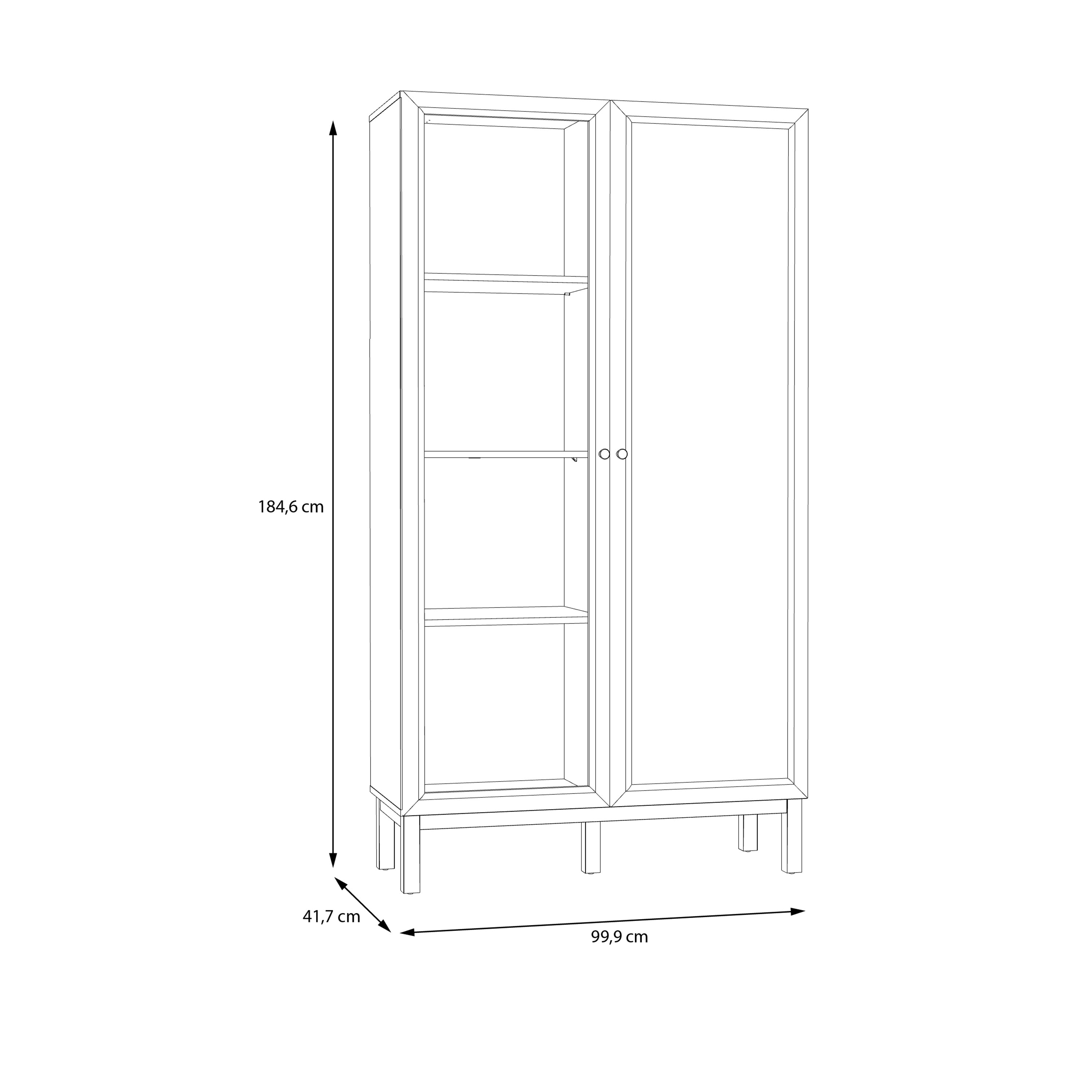 Woodland 1 Door Glass Display Cabinet - Light Grey and Oak
