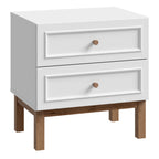 Woodland 2 Drawer Bedside Chest in Light Grey and Oak