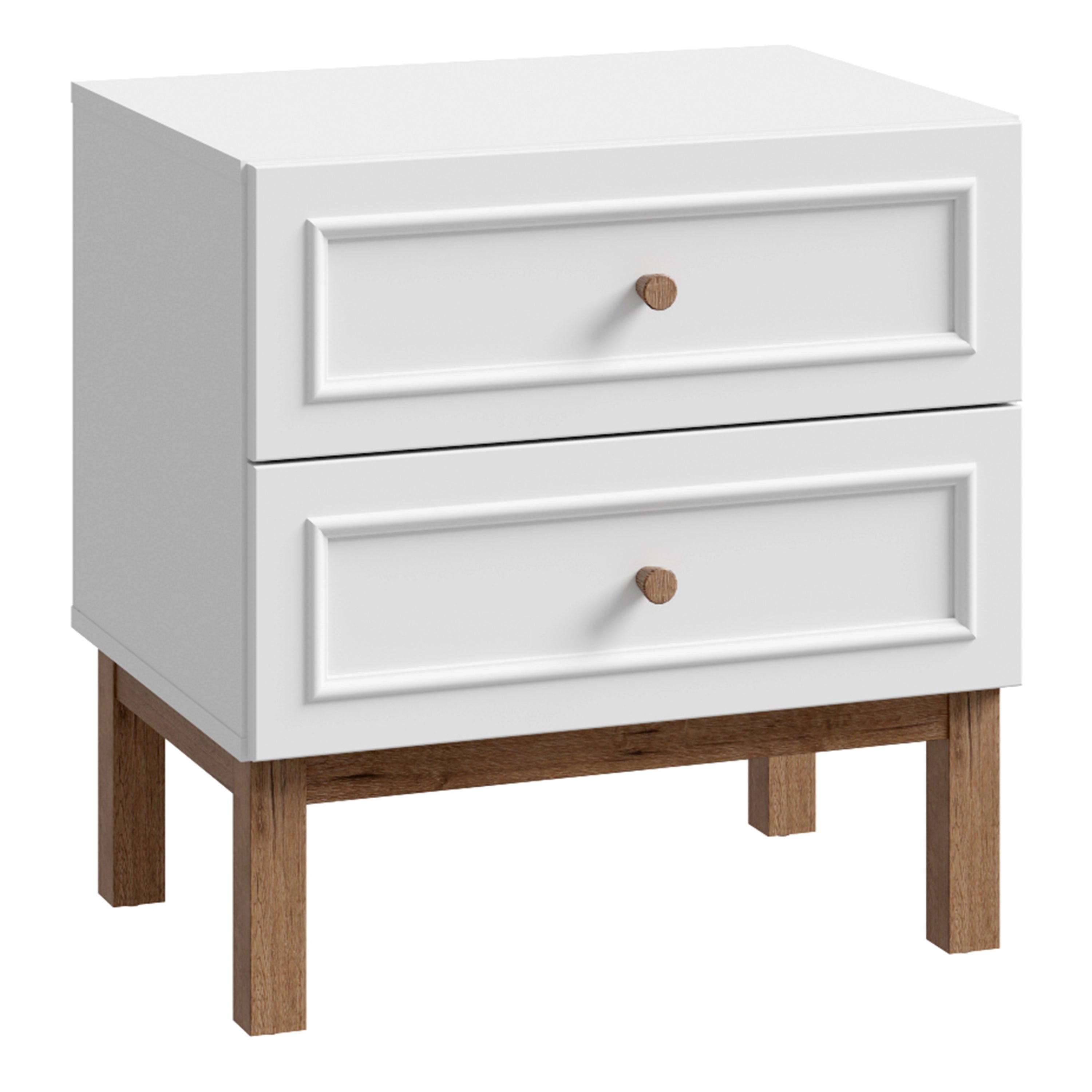 Woodland 2 Drawer Bedside Chest in Light Grey and Oak