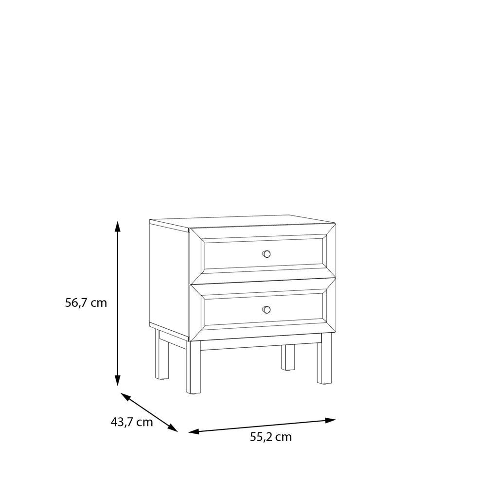 Woodland 2 Drawer Bedside Chest in Light Grey and Oak