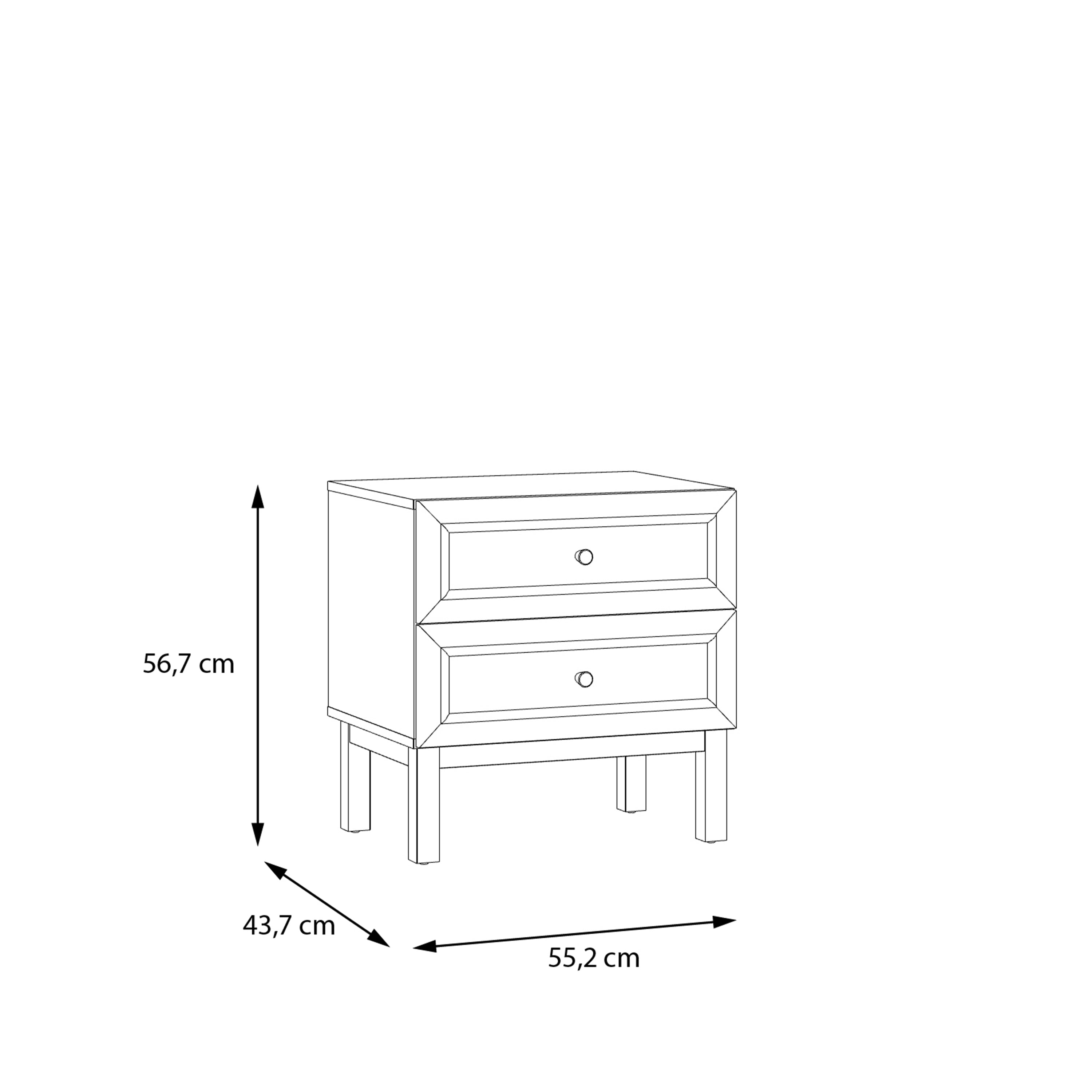 Woodland 2 Drawer Bedside Chest in Light Grey and Oak