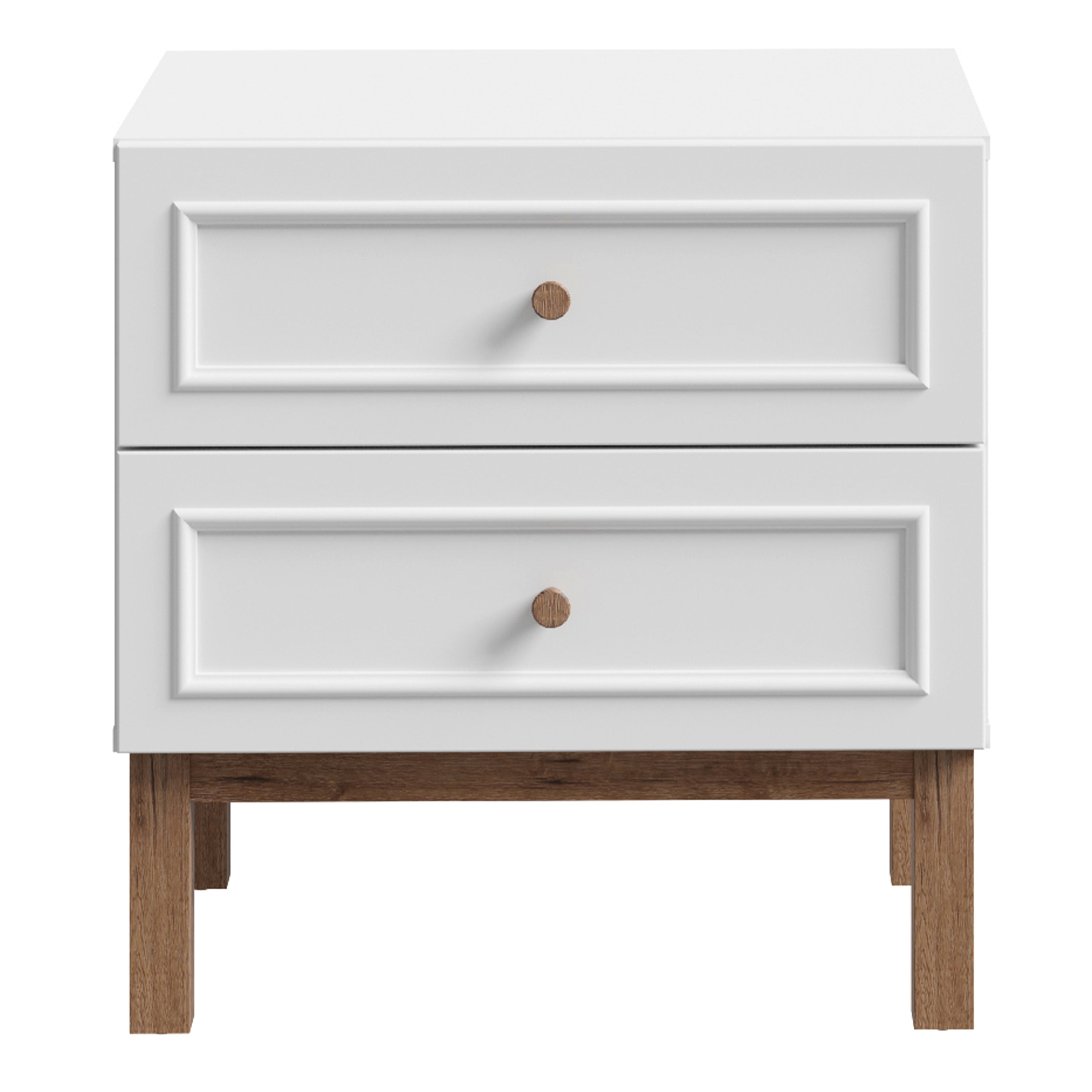 Woodland 2 Drawer Bedside Chest in Light Grey and Oak