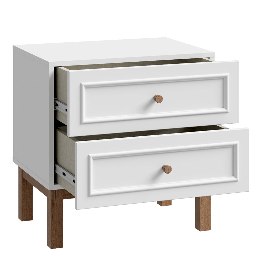 Woodland 2 Drawer Bedside Chest in Light Grey and Oak