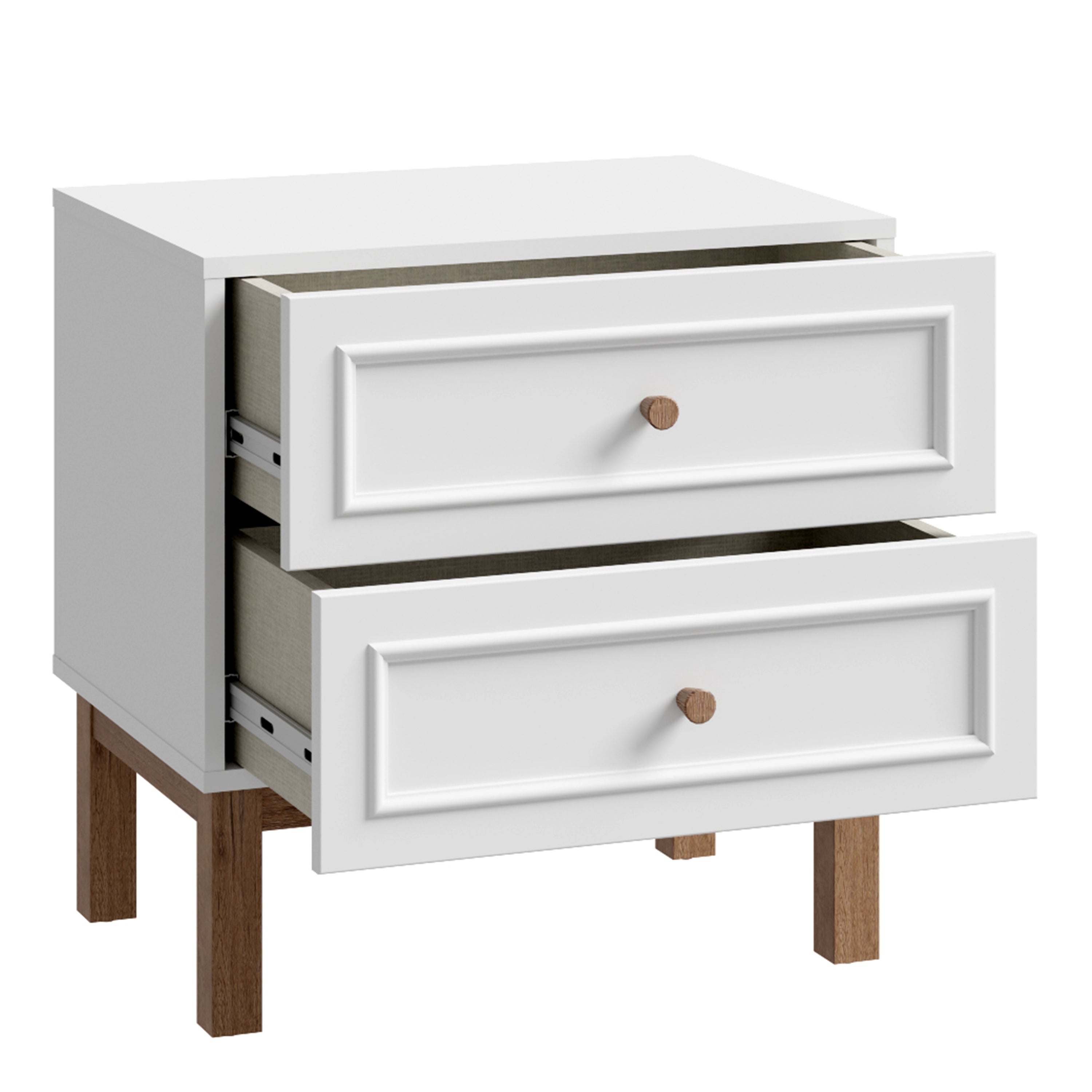 Woodland 2 Drawer Bedside Chest in Light Grey and Oak