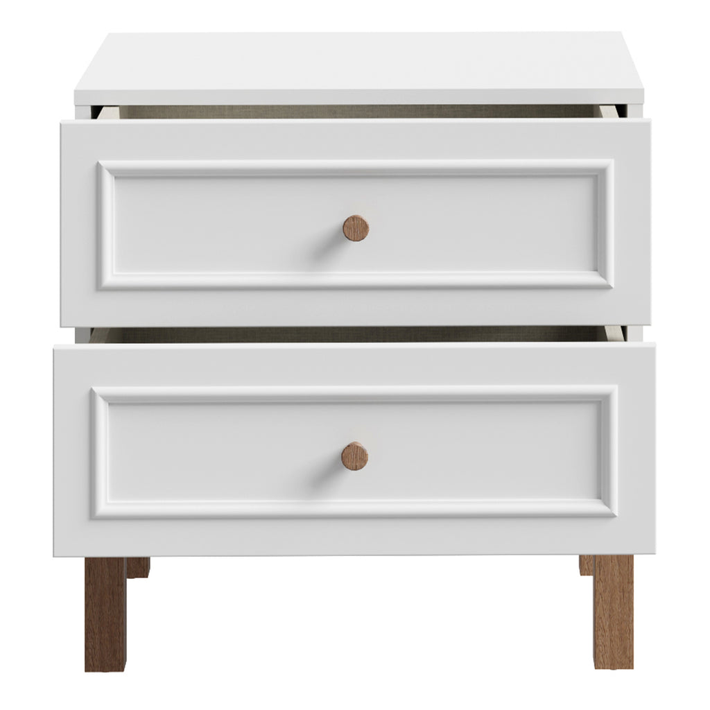 Woodland 2 Drawer Bedside Chest in Light Grey and Oak