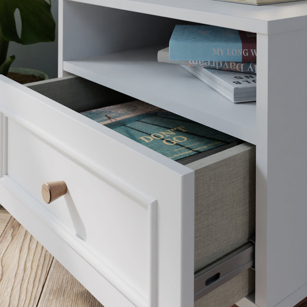 Woodland 2 Drawer Bedside Chest in Light Grey and Oak