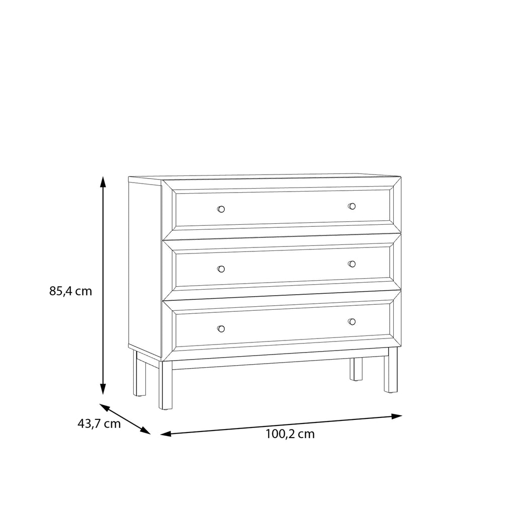 Woodland 3 Drawer Chest - Light Grey and Oak