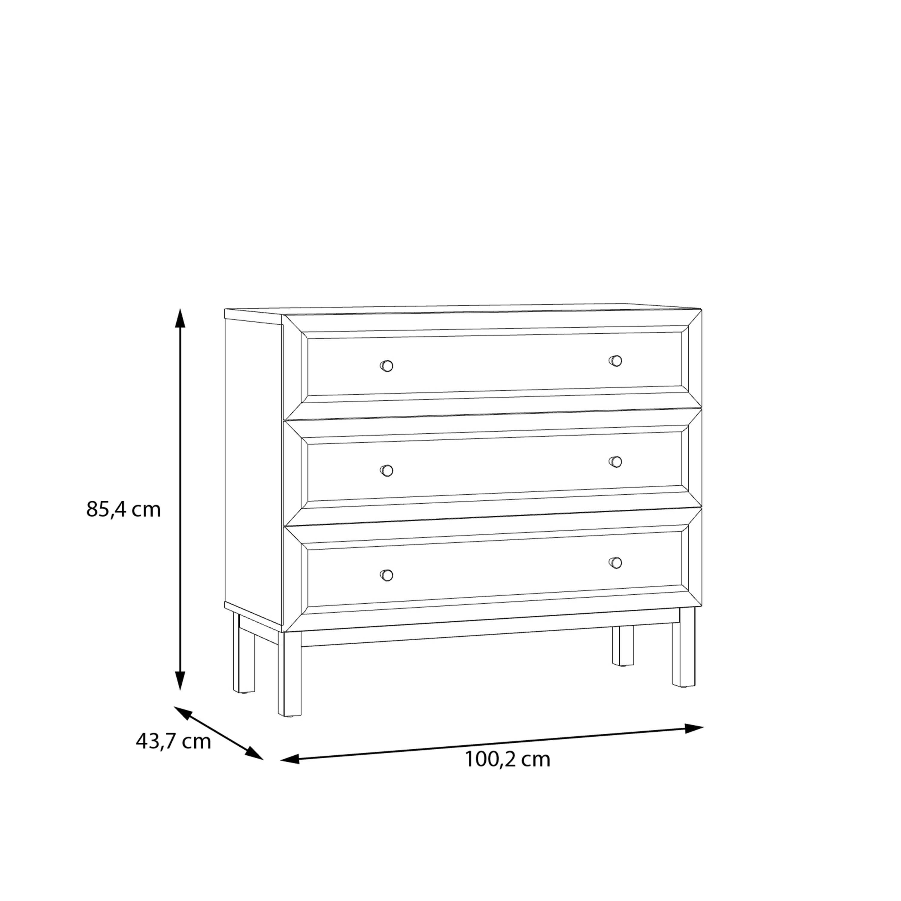 Woodland 3 Drawer Chest - Light Grey and Oak