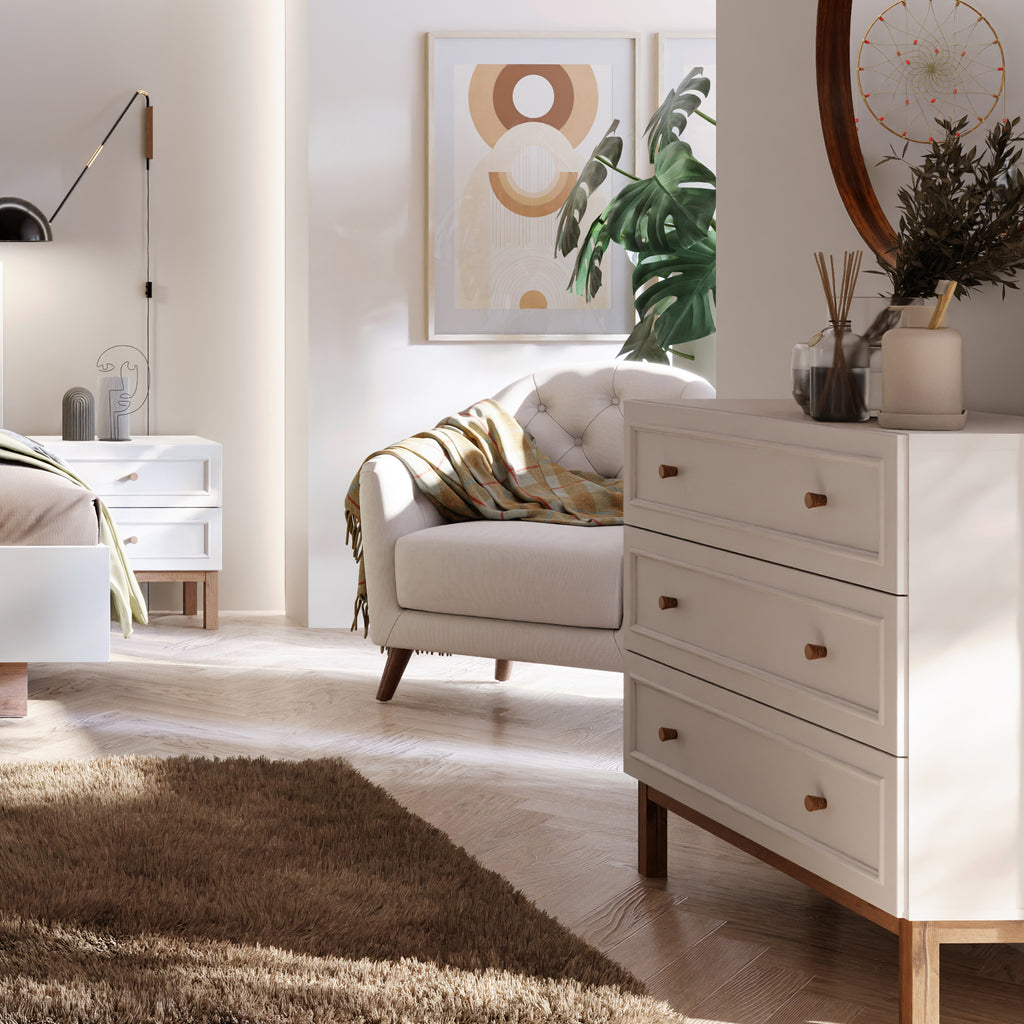 Woodland 3 Drawer Chest - Light Grey and Oak