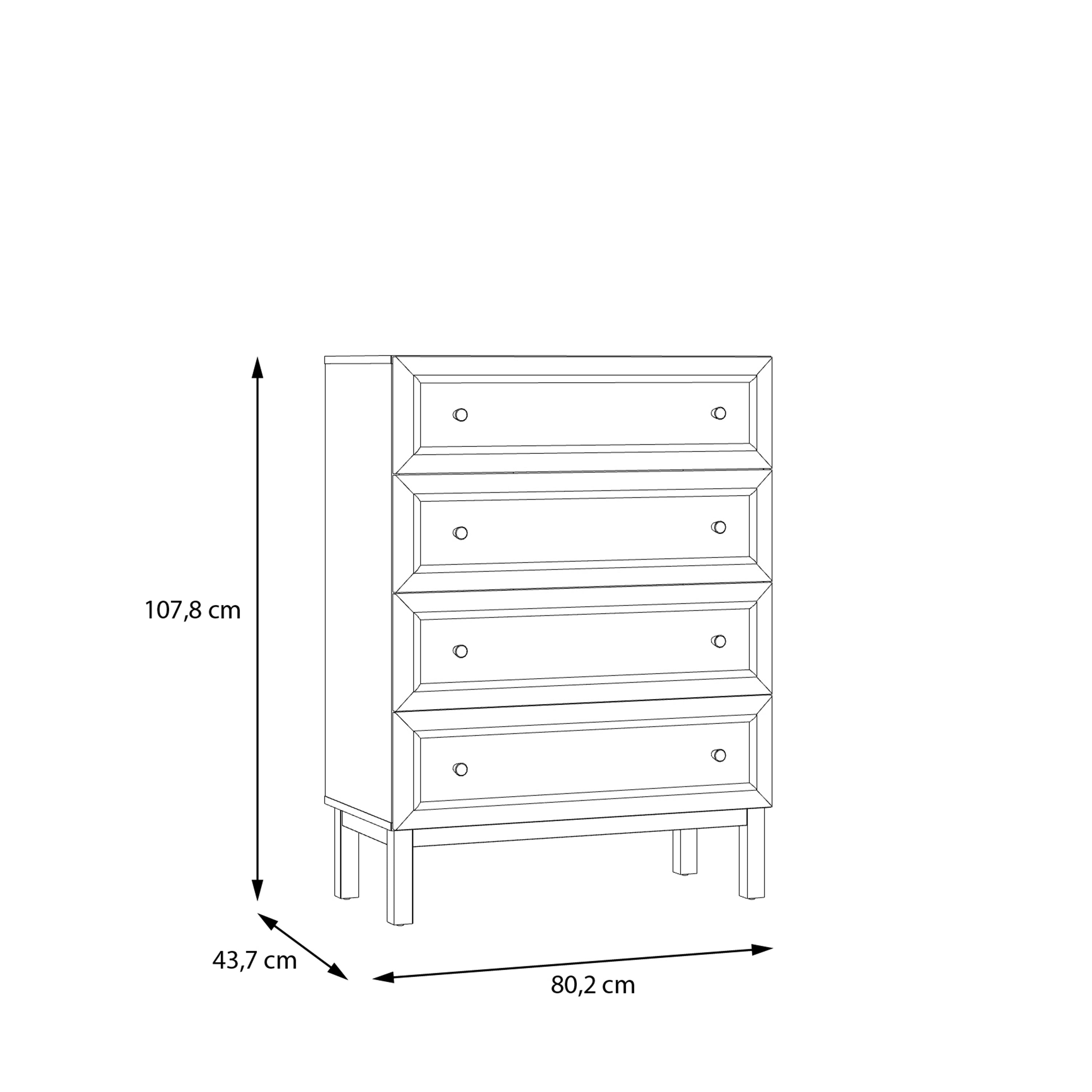 Woodland 4 Drawer Chest - Light Grey and Oak