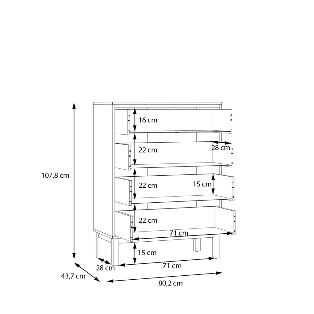 Woodland 4 Drawer Chest - Light Grey and Oak