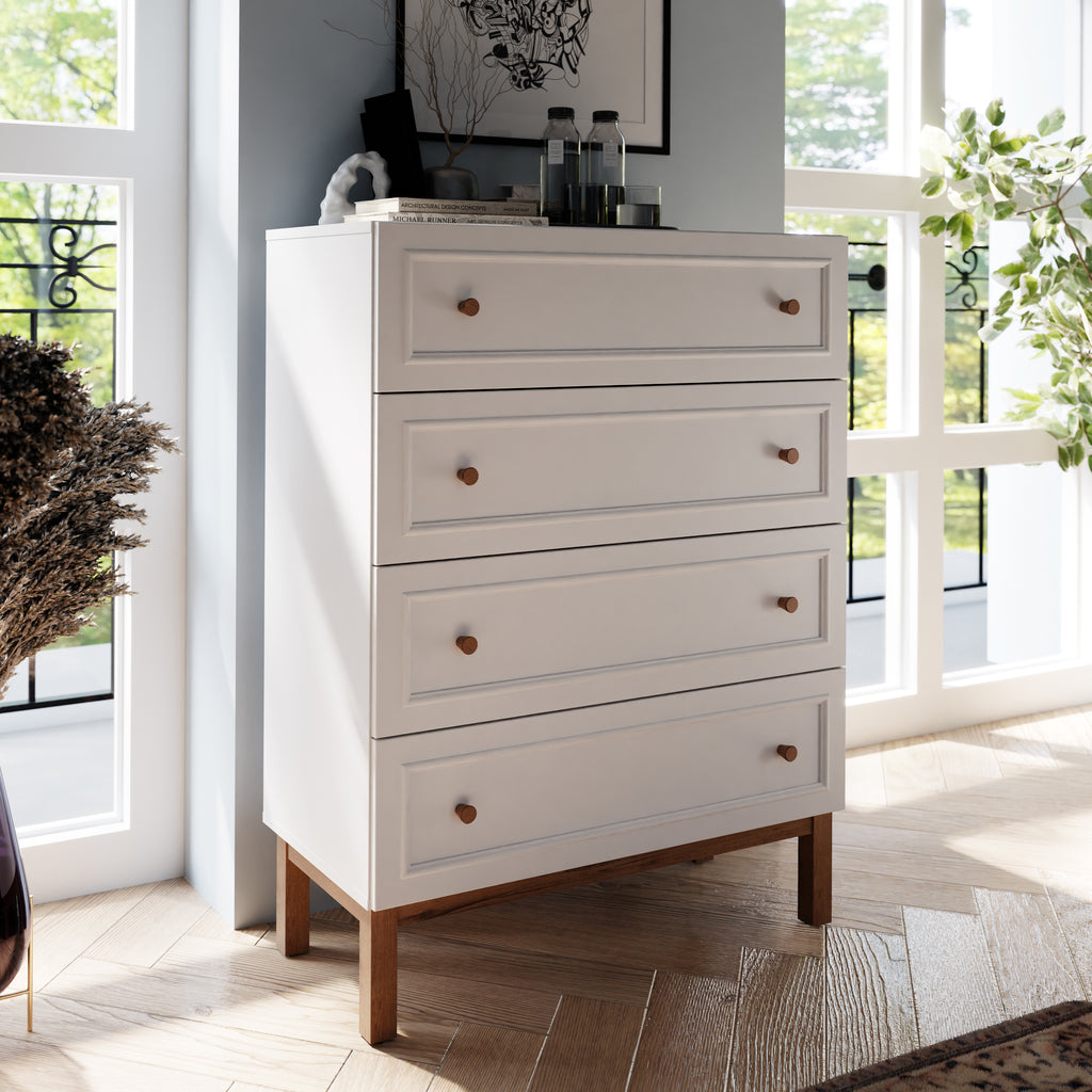 Woodland 4 Drawer Chest - Light Grey and Oak