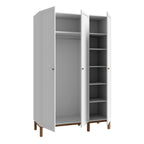 Woodland 3 Door Wardrobe - Light Grey and Oak