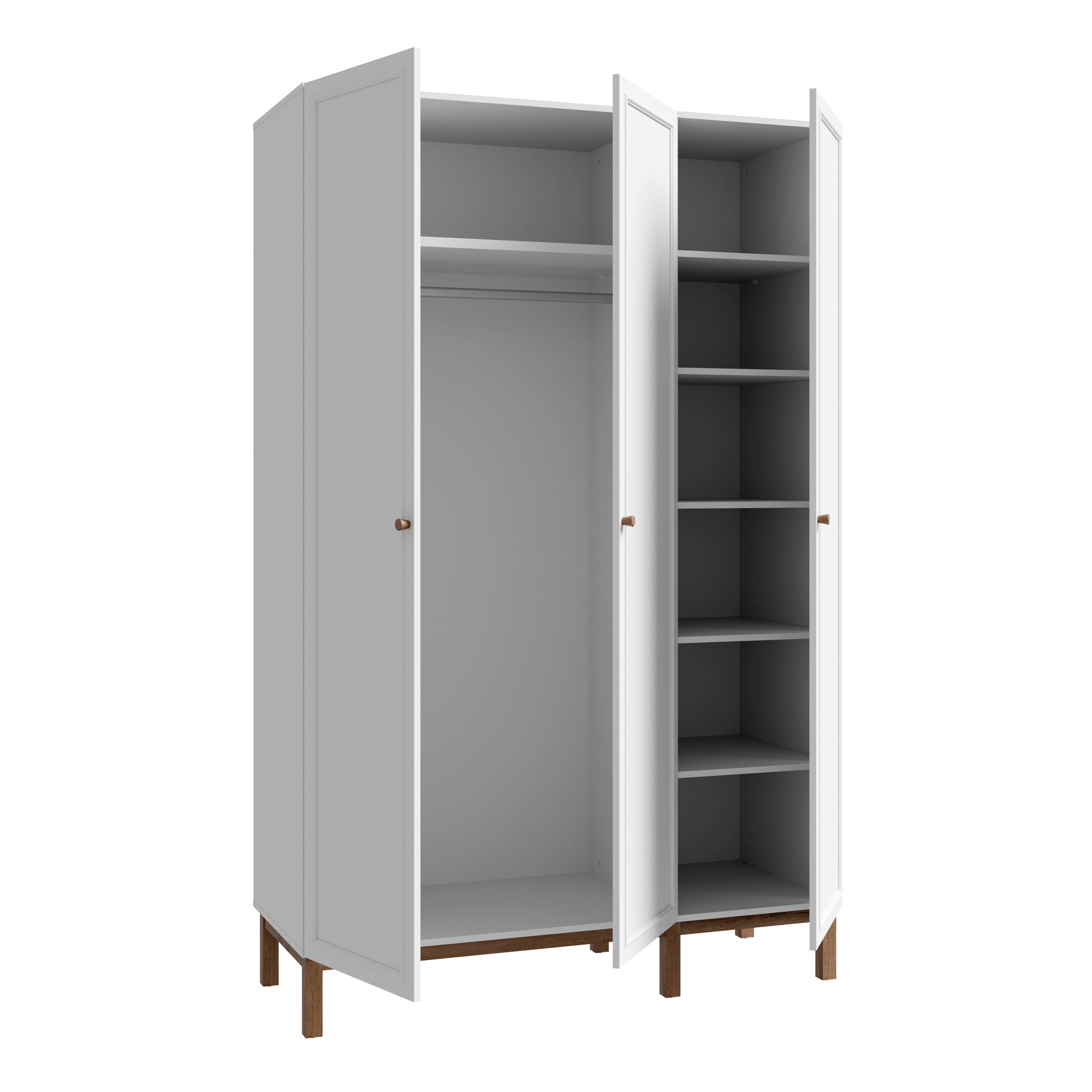 Woodland 3 Door Wardrobe - Light Grey and Oak