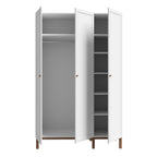 Woodland 3 Door Wardrobe - Light Grey and Oak