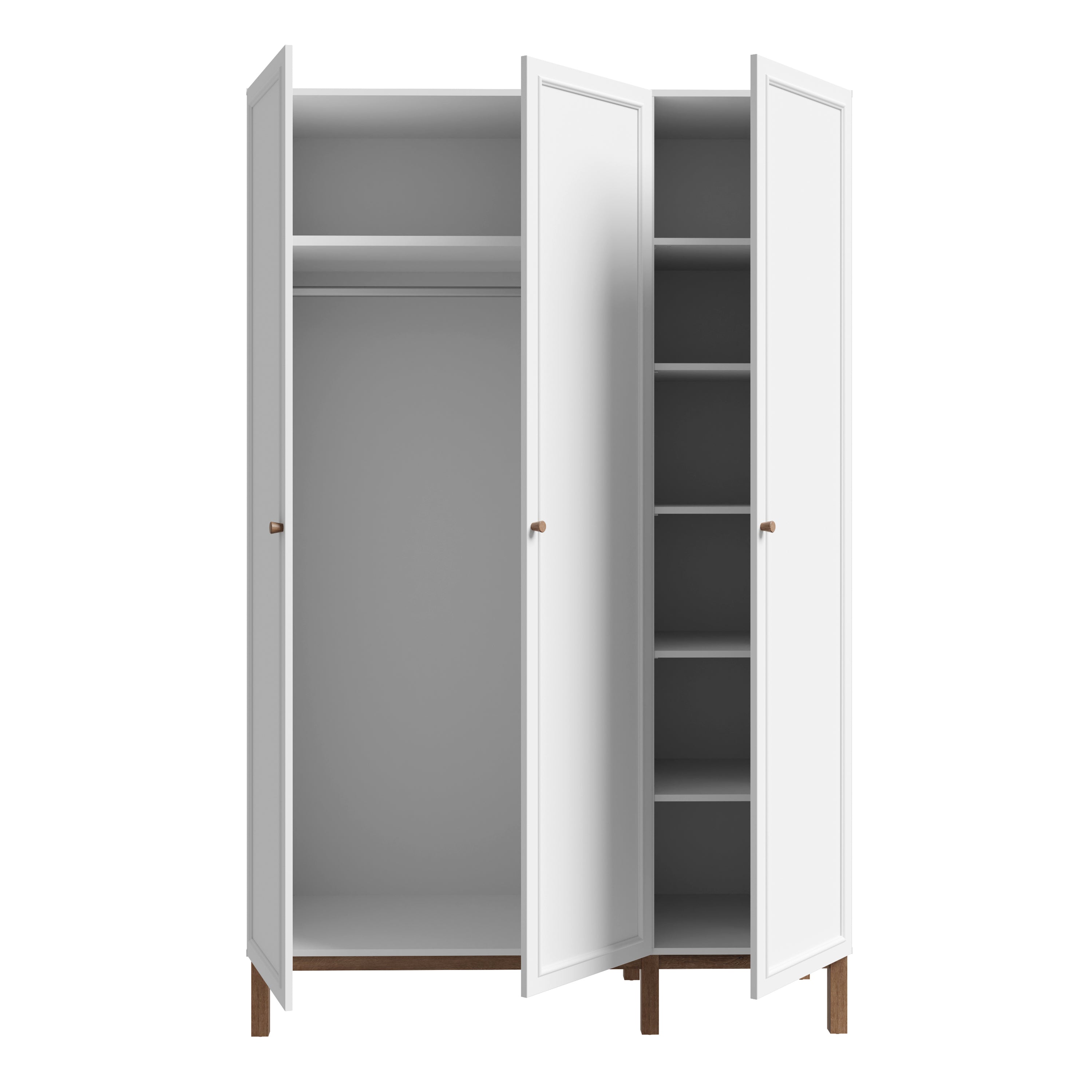 Woodland 3 Door Wardrobe - Light Grey and Oak