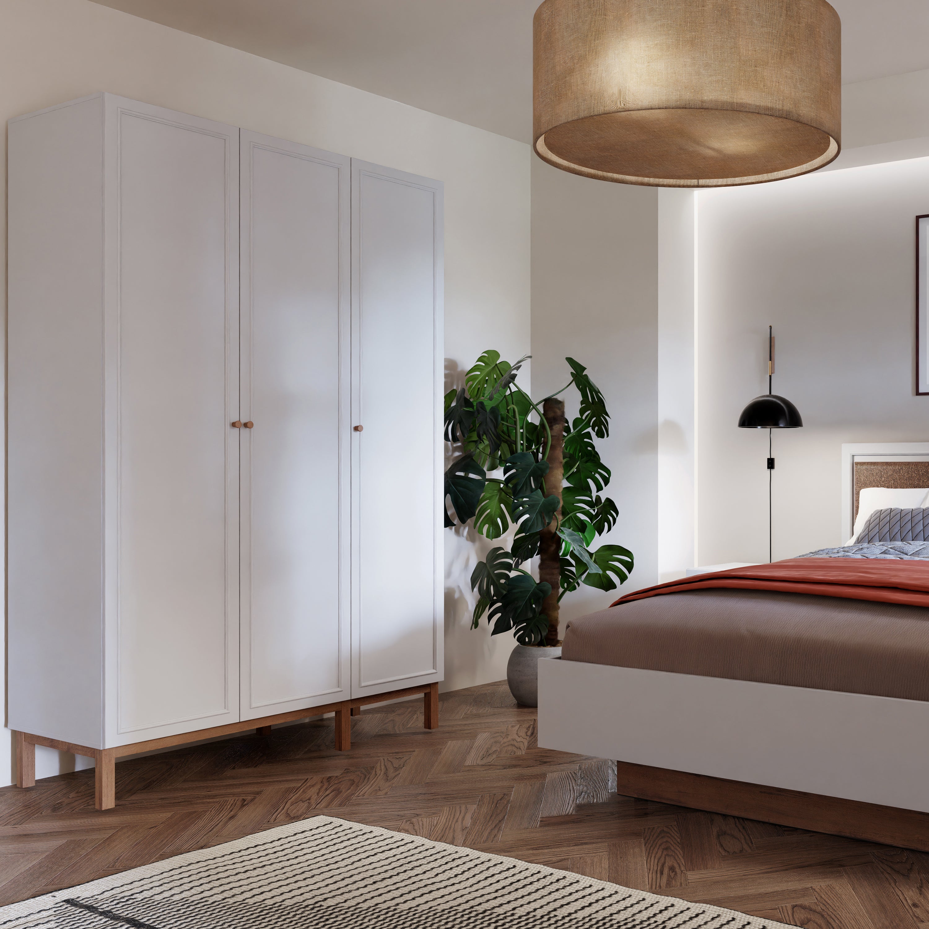 Woodland 3 Door Wardrobe - Light Grey and Oak
