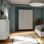 Woodland 3 Door Wardrobe - Light Grey and Oak