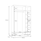 Woodland 3 Door Wardrobe - Light Grey and Oak