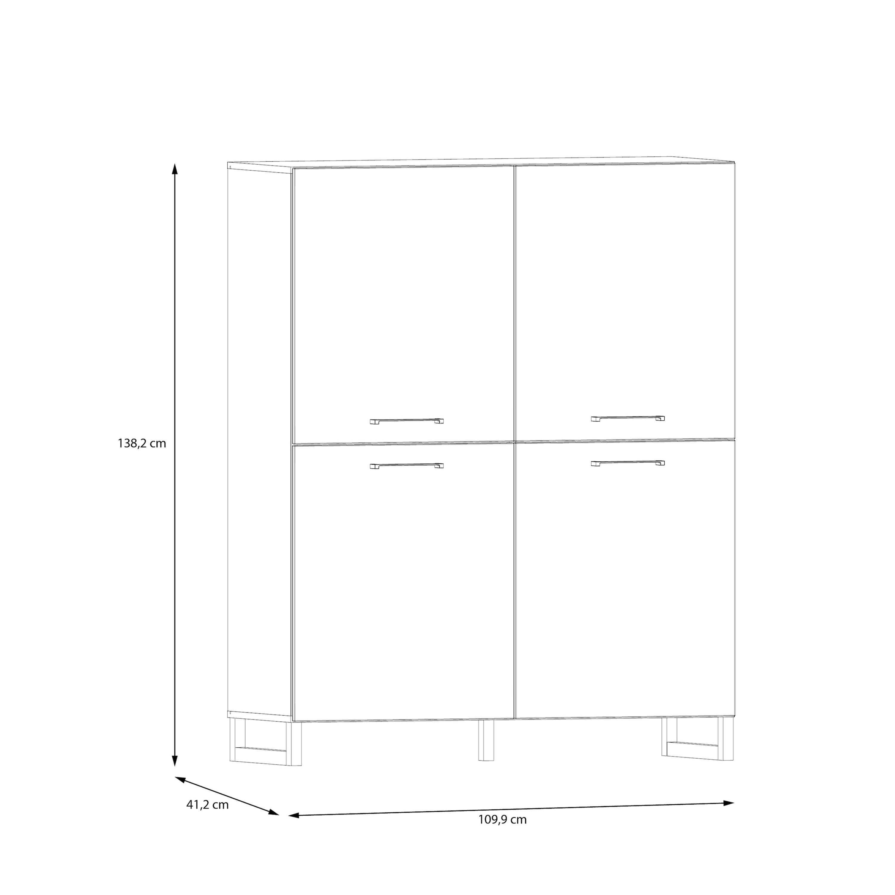 Sadie 4 Door Highboard in Light Grey